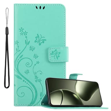 Xiaomi 14T lommebokdeksel Blomster (Turkis)