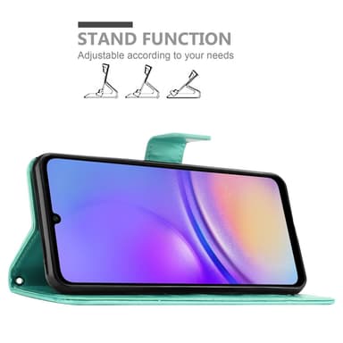 Samsung Galaxy A06 lommebokdeksel Blomster (Turkis)