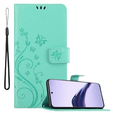 Realme 13 Pro 5G lommebokdeksel Blomster (Turkis)