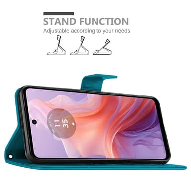 Motorola Moto E14 lommebokdeksel Blomster (Blå)