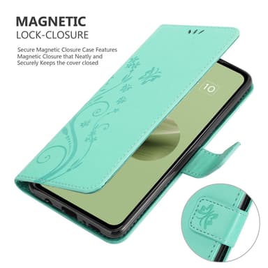Asus Zenfone 10 lommebokdeksel Blomster (Turkis)