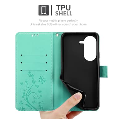 Asus Zenfone 10 lommebokdeksel Blomster (Turkis)