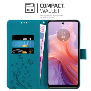 Motorola Moto E14 lommebokdeksel Blomster (Blå)