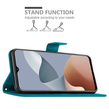 ZTE Blade A73 4G lommebokdeksel Blomster (Blå)