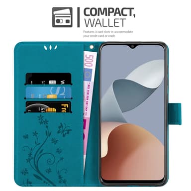 ZTE Blade A73 4G lommebokdeksel Blomster (Blå)