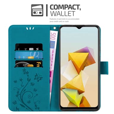 ZTE Blade A73 5G lommebokdeksel Blomster (Blå)