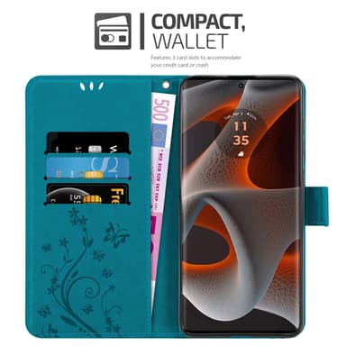 Motorola Moto Edge 50 Pro lommebokdeksel Blomster (Blå)