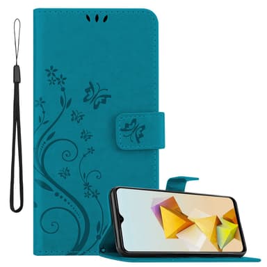 ZTE Blade A73 5G lommebokdeksel Blomster (Blå)