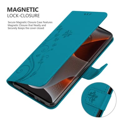 Motorola Moto Edge 50 Pro lommebokdeksel Blomster (Blå)