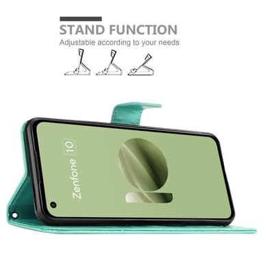 Asus Zenfone 10 lommebokdeksel Blomster (Turkis)