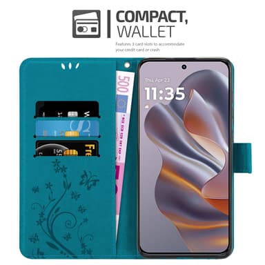 Motorola Moto Edge 50 Neo lommebokdeksel Blomster (Blå)