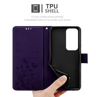 Oppo Reno 12 lommebokdeksel Blomster (Lilla)