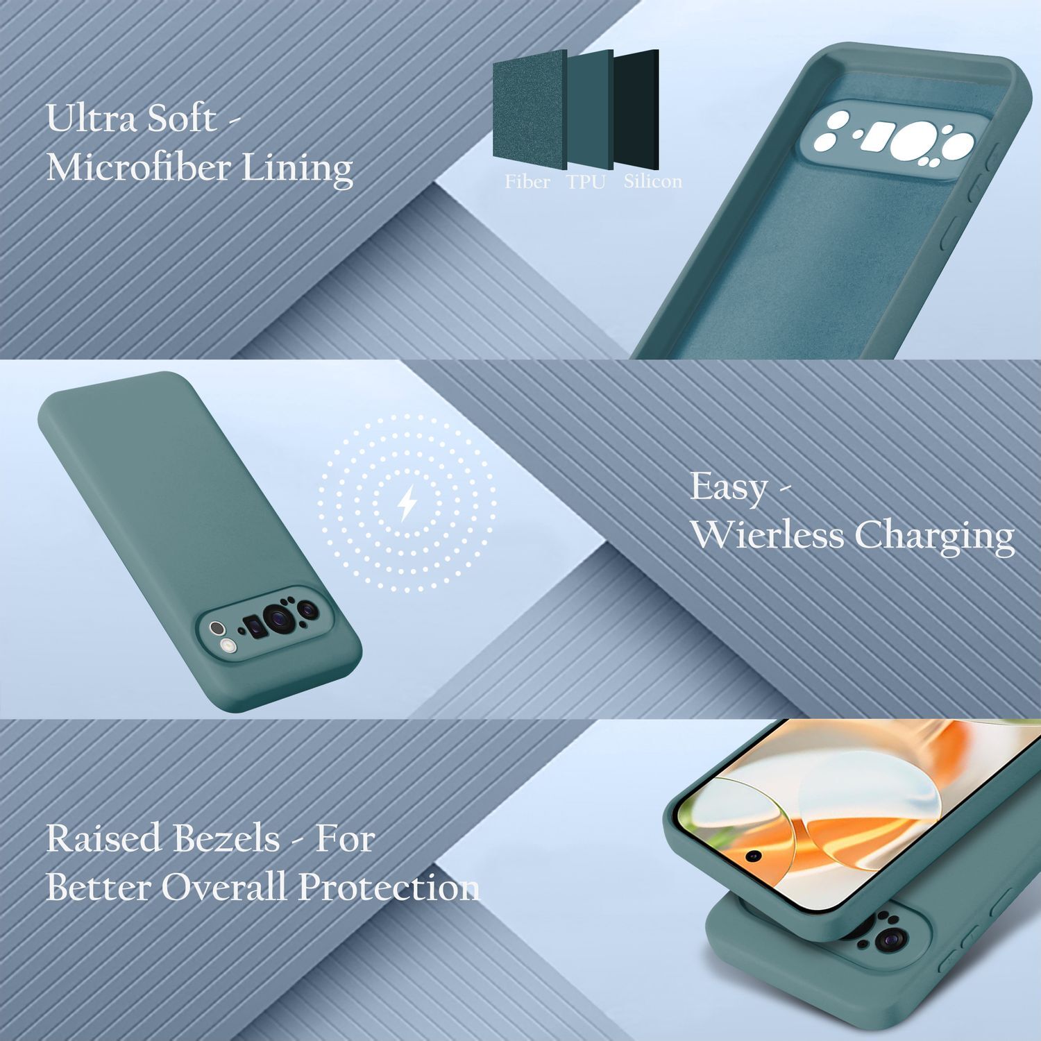 Google Pixel 9 PRO deksel case cover (grønn)