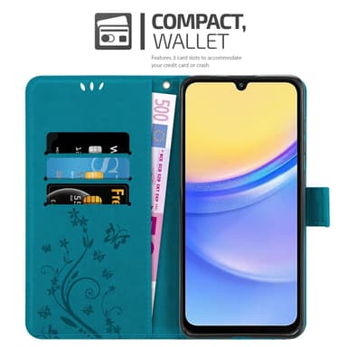Samsung Galaxy A16 lommebokdeksel Blomster (Blå)