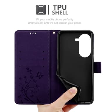 Asus Zenfone 10 lommebokdeksel Blomster (Lilla)
