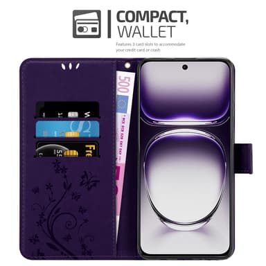 Oppo Reno 12 lommebokdeksel Blomster (Lilla)