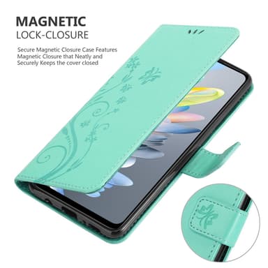 ZTE Blade A75 4G lommebokdeksel Blomster (Turkis)