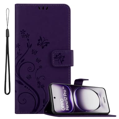 Oppo Reno 12 Pro lommebokdeksel Blomster (Lilla)