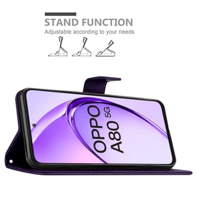 Oppo A80 lommebokdeksel Blomster (Lilla)