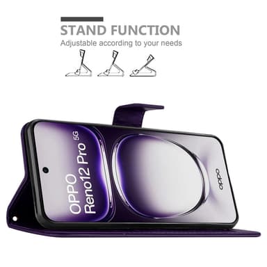 Oppo Reno 12 Pro lommebokdeksel Blomster (Lilla)
