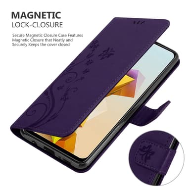 ZTE Blade A73 5G lommebokdeksel Blomster (Lilla)