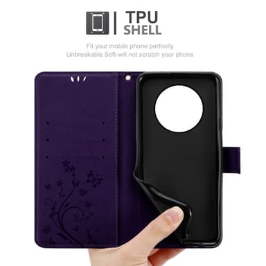 ZTE Blade A73 5G lommebokdeksel Blomster (Lilla)