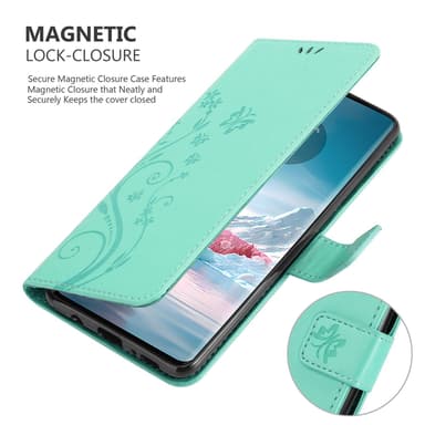 Motorola Edge 40 Neo lommebokdeksel Blomster (Turkis)