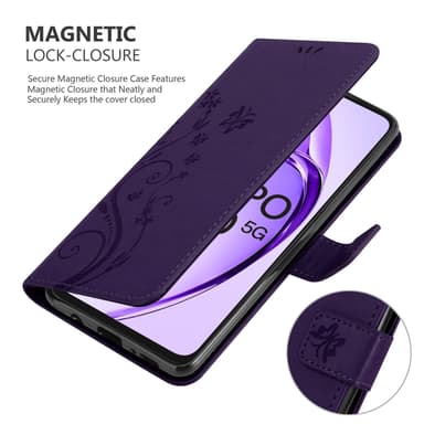 Oppo A80 lommebokdeksel Blomster (Lilla)