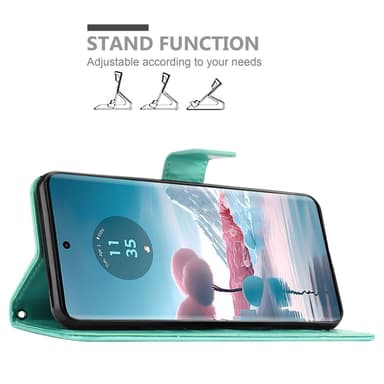 Motorola Edge 40 Neo lommebokdeksel Blomster (Turkis)