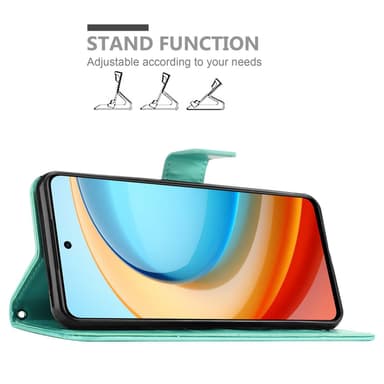 ZTE Blade A75 5G lommebokdeksel Blomster (Turkis)