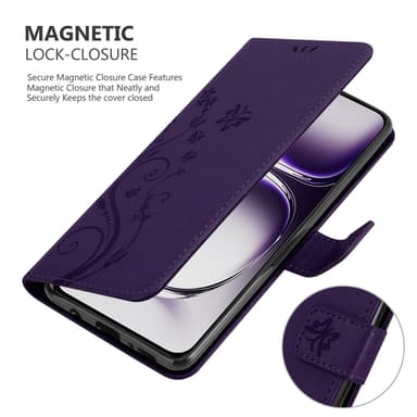 Oppo Reno 12 lommebokdeksel Blomster (Lilla)