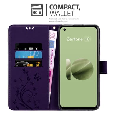 Asus Zenfone 10 lommebokdeksel Blomster (Lilla)