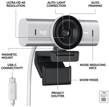 Logitech MX Brio webkamera (Pale Grey)