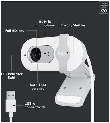 Logitech Brio 100 FullHD webkamera (Off-White)