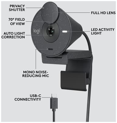 Logitech Brio 300 webkamera (sort)