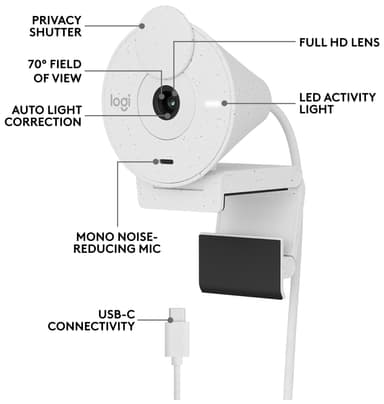 Logitech Brio 300 webkamera (hvit)