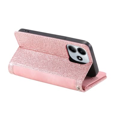 Til Xiaomi Redmi Note 14 4G Deksel med glidelås og 9 kortspor - RoseGold