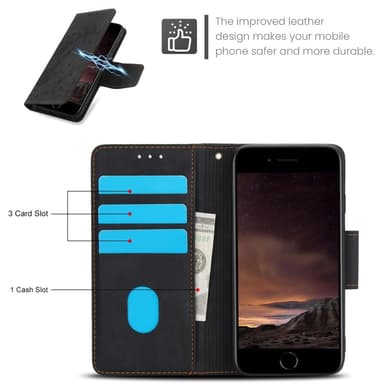 For iPhone 16e Etui Sommerfugl Blomst Ripebestandig Telefondeksel