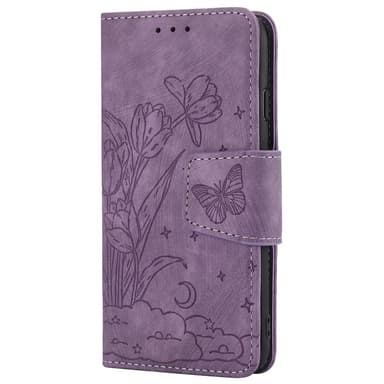 For iPhone 16e Etui Sommerfugl Blomst Ripebestandig Telefondeksel