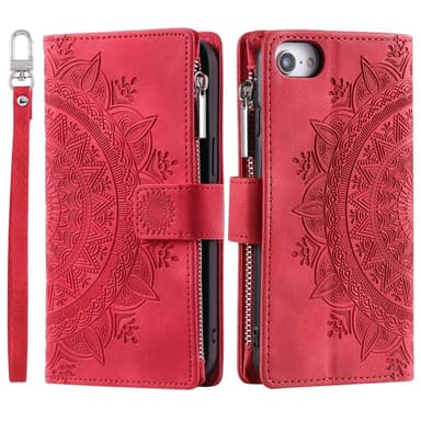 For iPhone 16e  Lommebok Deksel Shell Mandala Blomstermønster