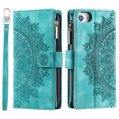 For iPhone 16e  Lommebok Deksel Shell Mandala Blomstermønster