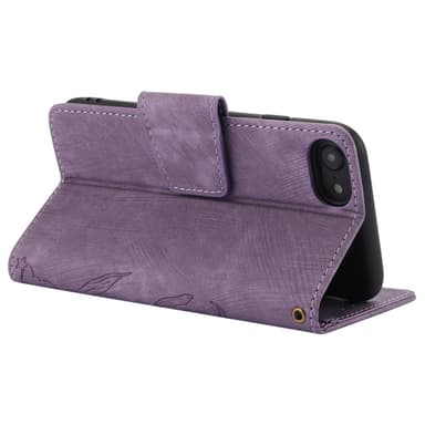 For iPhone 16e Etui Sommerfugl Blomst Ripebestandig Telefondeksel