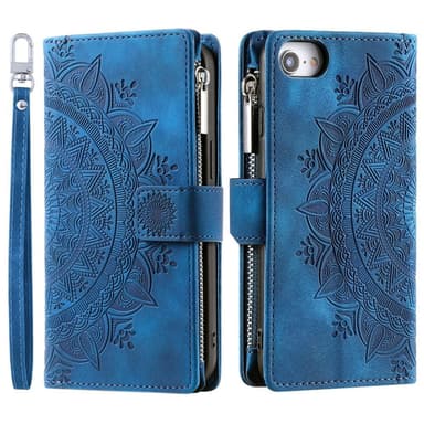 For iPhone 16e  Lommebok Deksel Shell Mandala Blomstermønster