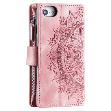For iPhone 16e  Lommebok Deksel Shell Mandala Blomstermønster