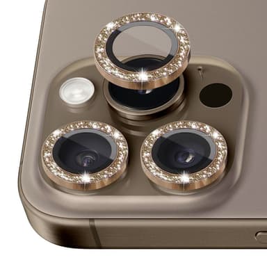 NORTHJO kameralinsedeksel med glitter til iPhone 16 Pro/16 Pro Max, herdet glass og metall