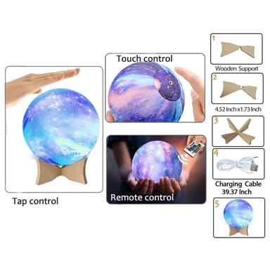 16 farger LED Moonlight Moon Lamp Hjemmeinnredning med fjernkontroll
