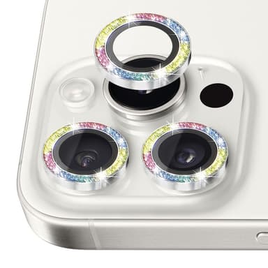 NORTHJO kameralinsedeksel med glitter til iPhone 16 Pro/16 Pro Max, herdet glass og metall