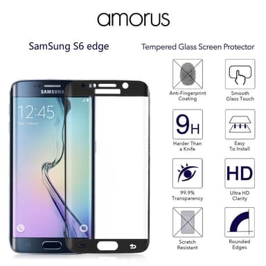 AMORUS Samsung Galaxy S6 Edge Herdet Glass - Svart