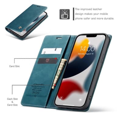 CASEME Lommebok-deksel iPhone 13 Pro - Blå
