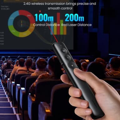 Wireless Presenter Oppladbar multifunksjonsfjernkontroll laserpeker